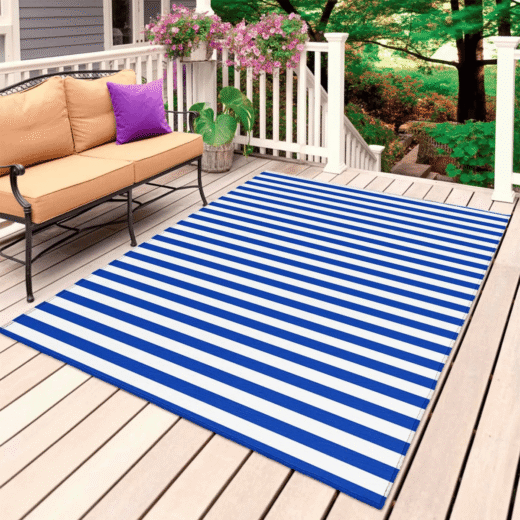 Navy Blue Stripe outdoor rug 6×9 ft: now at 315.99 USD