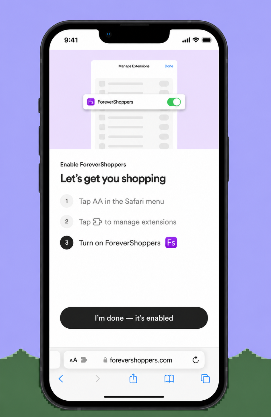 Enable ForeverShoppers in Safari